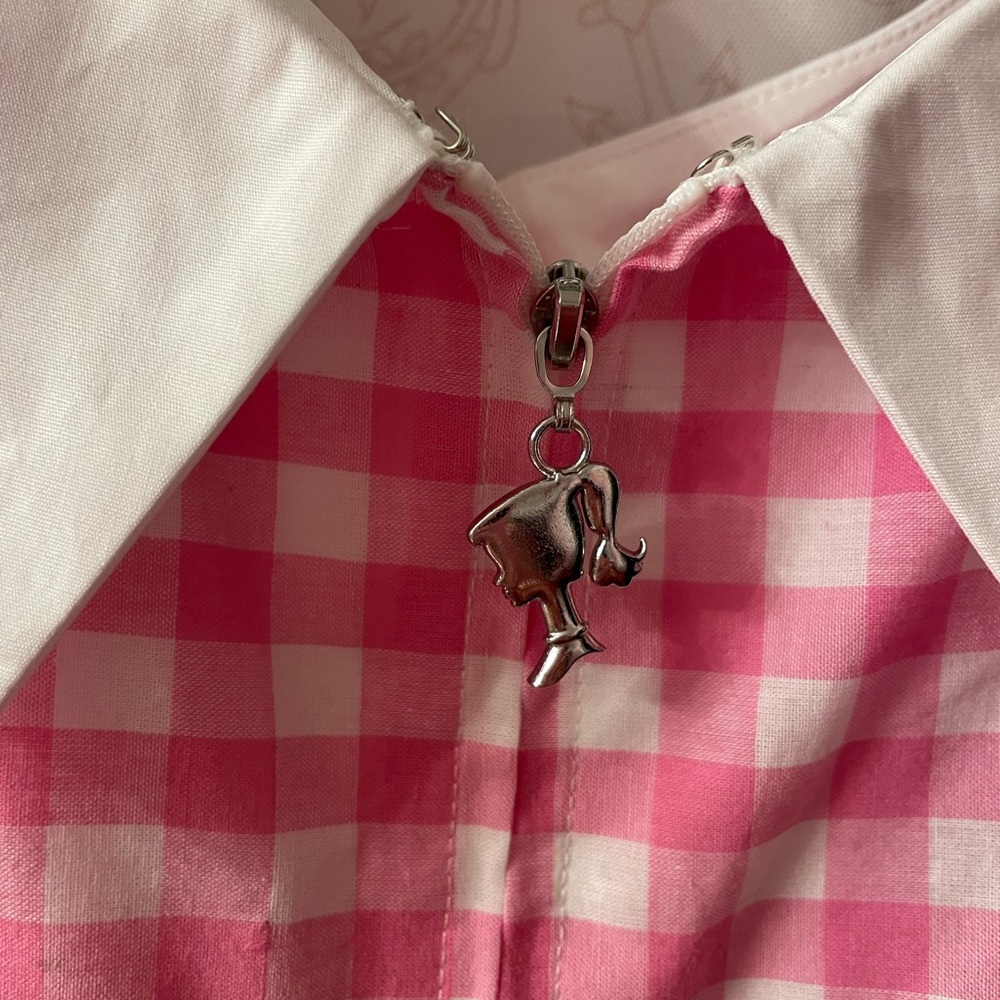 NWT Barbie Unique Vintage Pink Gingham Cotton Dancing Doll Swing Dress - Picture 11 of 13